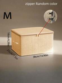Caja de almacenamiento de tela plegable con tapa para ropa, juguetes y organización del hogar, organizador de algodón y lino para el dormitorio - Amarillo albaricoque - Ver 9
