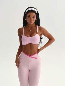 Slayform Women's Seamless Yoga Sports Bra, Sexy Backless Light Pink Yoga Bra Baby Pink Workout Bra Pink Activewear Bra Women's Athletic Wear - Pink - View 6