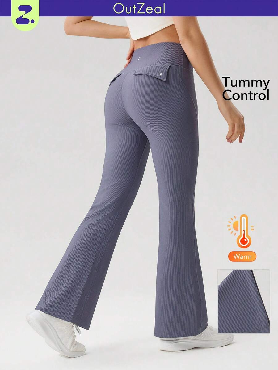 OutZeal Women Tummy Control Thermal Lined Pocket Blue Sports Legging Winter Camping Hiking - Blue - View 1