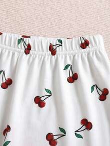 SHEIN Tween Girl Cartoon Print Snug Fit Short Sleeve & Long Pants 2 Pieces Casual Knit Pajama Set - Multicolor - View 5