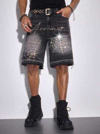 Street Life Herren Bermuda Denim Shorts mit Distressed-Effekt, Taschen und ausgefranstem Saum