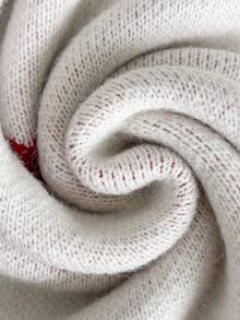 Chiquease 女士休闲撞色爱心图案针织毛衣，宽松圆领长袖套头衫，适合日常穿着，秋季款 - 彩色 - 查看 6