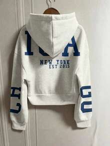 INAWLY Plus Size Loose Casual Hooded Zip-Up Letter Print Sweatshirt Graduation,Back To School Outfits,Graduation,Teacher Outfits For Women,Back To School Pullover Fall Outfit Winter Autumn - Apricot - View 2