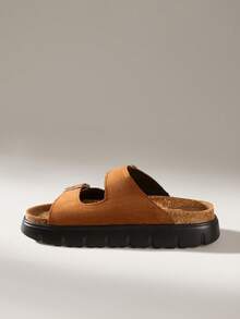 Solecia Sandalias de playa con suela gruesa y estilo retro para mujer, estilo vacacional - Marrón - Ver 3