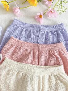SHEIN Vintaside Kids Baby Girls' Comfortable Versatile Sweet Cute Strap Shorts Set, Multi-Piece Summer Outfit - Multicolor - View 8