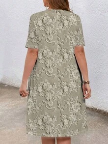 EMERY ROSE 大码复古蕾丝印花连衣裙，适合婚礼、派对、情人节等场合。 - 彩色 - 查看 2