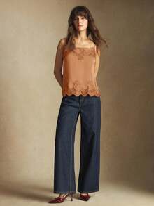 BizChic Áo hai dây không tay viền ren, có dây đeo điều chỉnh được, đa năng cho mùa xuân/hè, phù hợp cho Lễ Phục Sinh, Ngày Thánh Patrick, phong cách thường ngày, lãng mạn, retro thập niên 90, tiệc tùng, đi biển, lễ tốt nghiệp, ngày lễ, khách dự đám cưới. - màu nâu - Xem 3