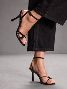 CUCCOO SZL Women's Twist Buckle Design Fashionable Elegant High Heel Sandals Valentine's Day - Black - View 7