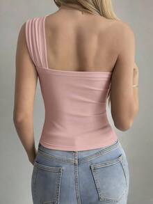 DAZY Women's Hollow Cross Strap Fitted Sexy Casual Camisole Top For Summer - Dusty Pink - View 3