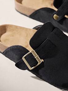 Giày bệt nữ kiểu dáng thường ngày, đa năng, có khóa cài - màu đen - Xem 3