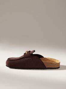 Solecia Women's Daily Travel Versatile Fashion Half-Mop Flats - Coffee Brown - View 3