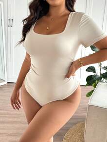 SHEIN Frenchy 3件套加大码女士时尚连体衣，黑色、杏色、咖啡色百搭连体衣，日常百搭 - 彩色 - 查看 6
