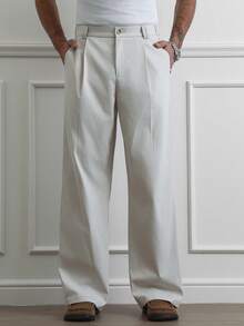 HUEFORM 男士舒适抗皱凉爽复古直筒宽松高端休闲裤 - 卡其色 - 查看 1