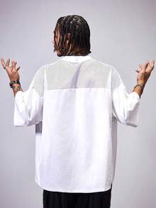 AXEPEAK Men's Casual Numeric Print Round Neck Loose Fit Short Sleeve T-Shirt, Summer - White - View 3