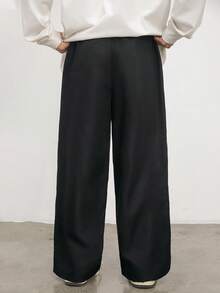 Mirajuku 1 pieza Pantalones deportivos con cintura de cordón de tela tejida para niños adolescentes, adecuados para actividades al aire libre de primavera/verano - Negro - Ver 2