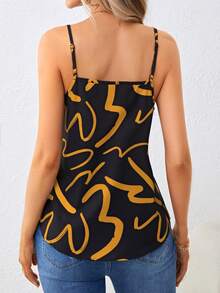 SHEIN Clasi 女士休闲百搭印花吊带背心，适合约会和派对穿着 - 橘色 - 查看 2