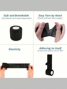 3/4/6/8/12/24pcs 5cm*4.5m Self-Adhesive Bandage, Breathable Adhesive Bandage, Elastic Self-Adhesive Tape For Sports - Black - View 8