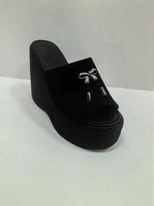 Sugerpunk Women's Thick Sole Sandals, Peep-Toe Platform Wedge Heels, Fashion Shoes - Black - View 13