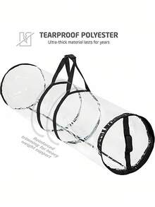 1 buah Kantong Penyimpanan Kertas Pembungkus Kado Transparan, Terbuat dari Bahan PVC, Dilengkapi Pegangan Putih dan Bentuk Silinder yang Memudahkan untuk Dibawa. Kantong Penyimpanan Tabung Kertas Kado Meriah, Tas Tangan Berresleting dengan Kertas Pembungkus Kado, Kantong Penyimpanan Kado Transparan dan Tahan Air/Debu, Kantong Penyimpanan Kertas Pembungkus Kado Meriah, Dekorasi Natal, Kantong Kado Pesta untuk Lajang. - Hitam - View 5