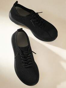 CUCCOO EASI Women's Casual Soft Bottom Breathable Mesh Shoes, Low Vamp Mesh Fabric Shoes, Versatile Shoes - Black - View 6