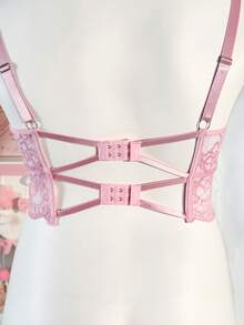 PetitDoll 1 chiếc áo ngực có đệm mút ren, gọng nâng ngực, cỡ lớn dành cho nữ, kiểu dáng ngọt ngào. - Hồng - Xem 7