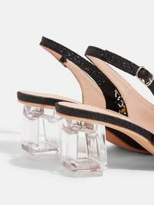 CUCCOO TILAWA 女士水晶镶钻尖头黑色高跟鞋，适合外出、宴会、派对及其他场合 - 黑色 - 查看 4
