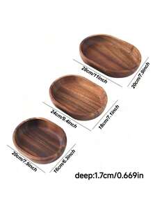 3 Pieces / 1 Piece: Elliptical, Flat-Bottomed Salad Bowl Made Of Rosewood - Brown - View 7