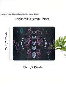 1 pieza Alfombrilla de ratón con diseño de luna bohemia, base de goma antideslizante con borde cosido, diseño estético floral para decoración de oficina, decoración del hogar, regalos para mujeres, hombres y amigos, cumpleaños, Navidad - Morado - Ver 5
