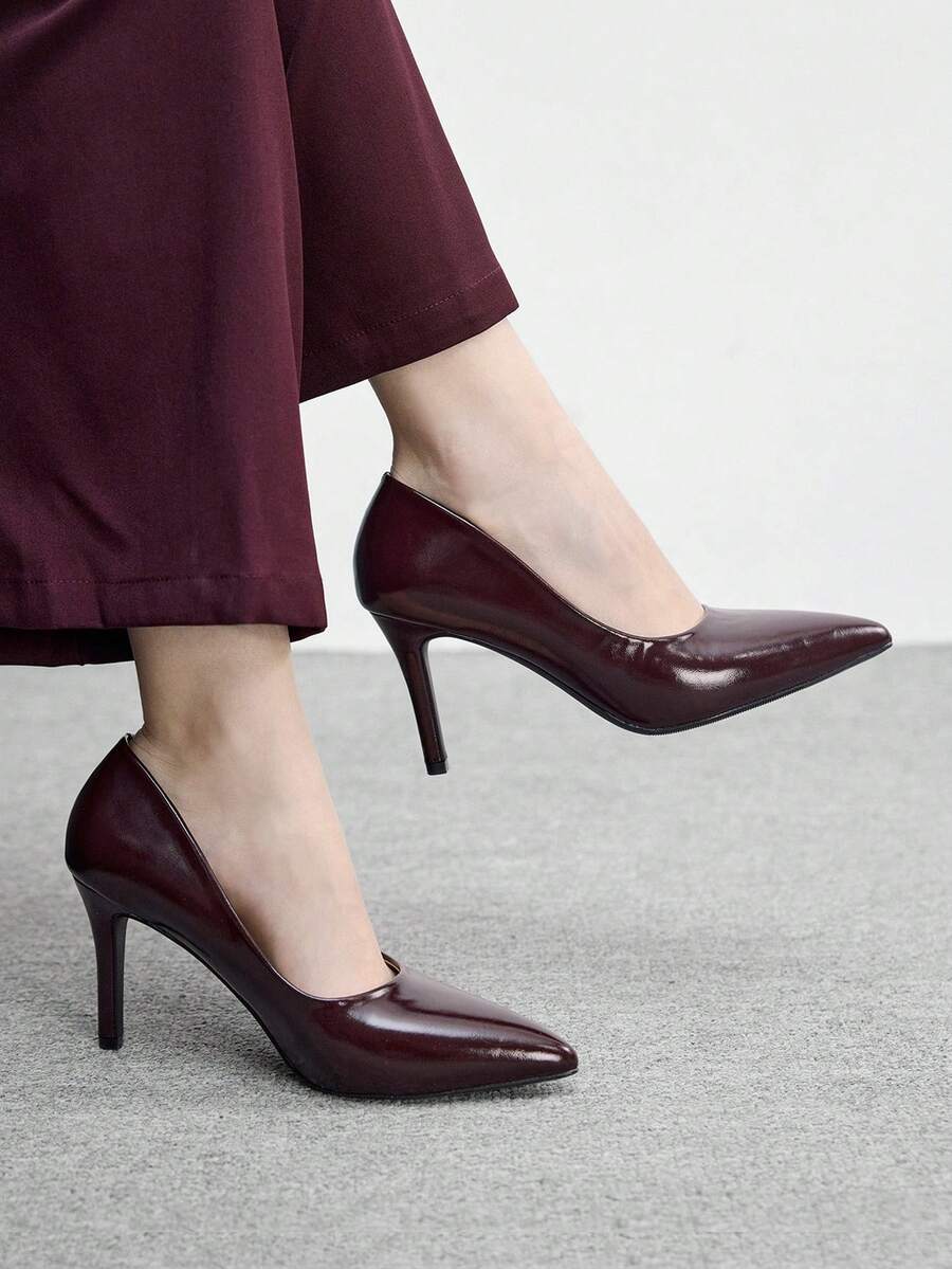CUCCOO BIZCHIC Damen hochwertige burgunderrote spitze Absatzschuhe - elegante Stilettos geeignet für Büro, formelle Anlässe und den täglichen Gebrauch - Bordeaux - Übersicht 1