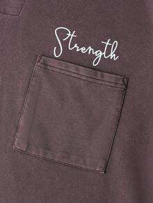 PAVTROS Men's Letter Print Long Sleeve Casual Pocket Loose Sweatshirt - Brown - View 5