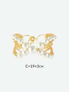 女士串珠手链，珍珠/水晶，18K镀金，适合夏季/海滩/舞会/派对/假日/度假、订婚/结婚/承诺等场合，送给妈妈/女士/女孩/母亲 - 金黃色 - 查看 5