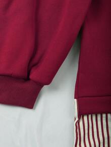 Franclia Sudadera holgada de talla grande con parches a rayas, para primavera/otoño - Burdeos - Ver 5