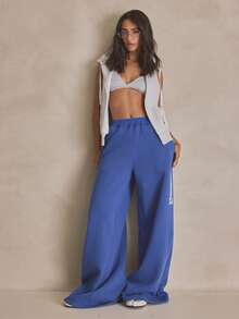 MUSERA Wide Leg Graphic Joggers Tracksuit Bottoms Summer, Sporty, Casual, Day, Streetstyle, Streetwear - Blue - View 1