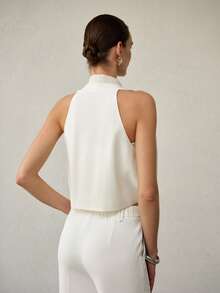 MOTF PREMIUM 女士花卉刺绣无袖开衫，春夏款 - 米色 - 查看 2