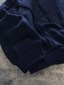 AXEPEAK Áo hoodie dáng suông xẻ tà, phong cách Y2K. - Màu xanh lam - Xem 4