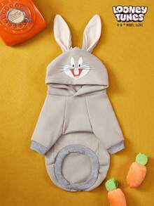 LOONEY TUNES X PETSIN 1 Áo khoác có mũ dày dặn, ấm áp màu xám in hình chú thỏ đáng yêu cho thú cưng, thích hợp cho mùa thu đông. - Xám - Xem 7
