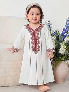 SHEIN Elegant & Lovely Babygirl Floral Print Long Sleeve Dress - Multicolor - View 3