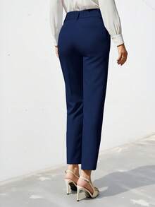Aveloria Modichic Women's Solid Color Simple Daily Suit Pants  - Navy Blue - View 2