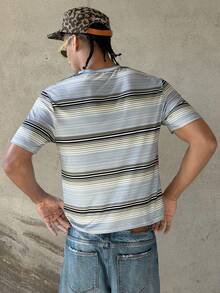 STEELVANCE Men's Striped Print Short Sleeve Round Neck T-Shirt Sexy - Multicolor - View 2