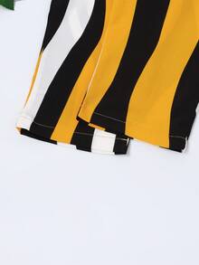 SHEIN Young Girl Striped Print Belted Cami Jumpsuit - Multicolor - View 6