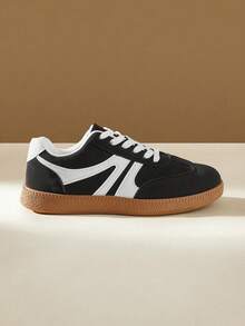 CUCCOO EASI Giày nữ buộc dây phối màu phong cách thường ngày - màu đen - Xem 2