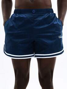 Quần short đi biển SUMWON bằng nylon với viền trắng tương phản và logo chữ viết tay, thích hợp cho kỳ nghỉ hè, bơi lội ở bãi biển. - Nhiều màu - Xem 7