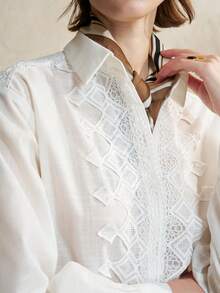 Airaco Women's Fashion Casual Single-Breasted Long Sleeve Shirt - White - View 8