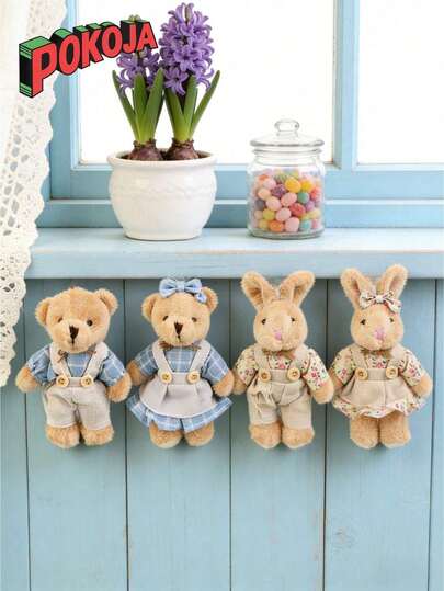 POKOJA LAND - BESTSELLERS 1 包可爱情侣换装熊毛绒钥匙扣，柔软小熊造型，动物挂件，适合生日、情人节、毕业礼物、派对礼品、DIY 手工艺品、圣诞礼物、可爱装饰、春夏圣诞装饰