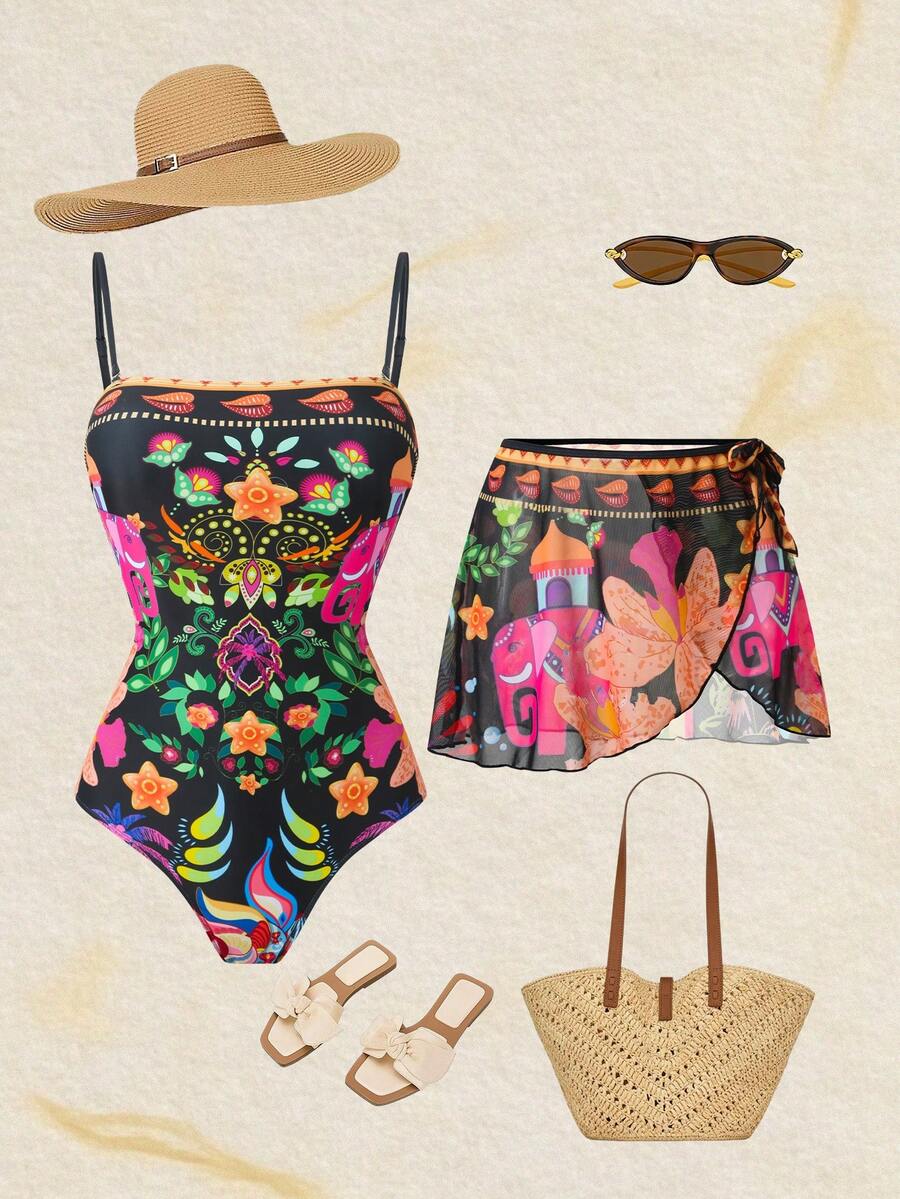 Swim Oasis Women's Sexy One-Piece Printed Beach Vacation Swimsuit - Multicolor - View 1