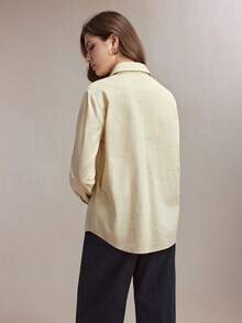 BizChic Áo sơ mi kaki mới mùa xuân/hè, cổ ve áo cài khuy phía trước, họa tiết thêu hình ngựa nhỏ phối màu tương phản, áo sơ mi nữ casual đa năng dễ phối đồ, phù hợp để mặc nhiều lớp, thích hợp cho nhiều dịp như năm 2000, công sở, đi làm, kinh doanh, các sự kiện xã hội. - Màu be - Xem 9