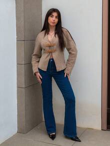 Hitanina Women's Front Button Pocket Simple Casual Denim Jeans, Everyday Wear - Medium Wash - View 1