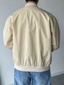 DAZY Beige Baseball Collar Men's Jacket And Coat, Spring - Beige - View 2