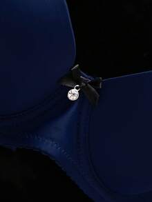 DesireSculpt Women's Fashion Rhinestone Strap Underwire Push-Up Bra - Blue - View 4