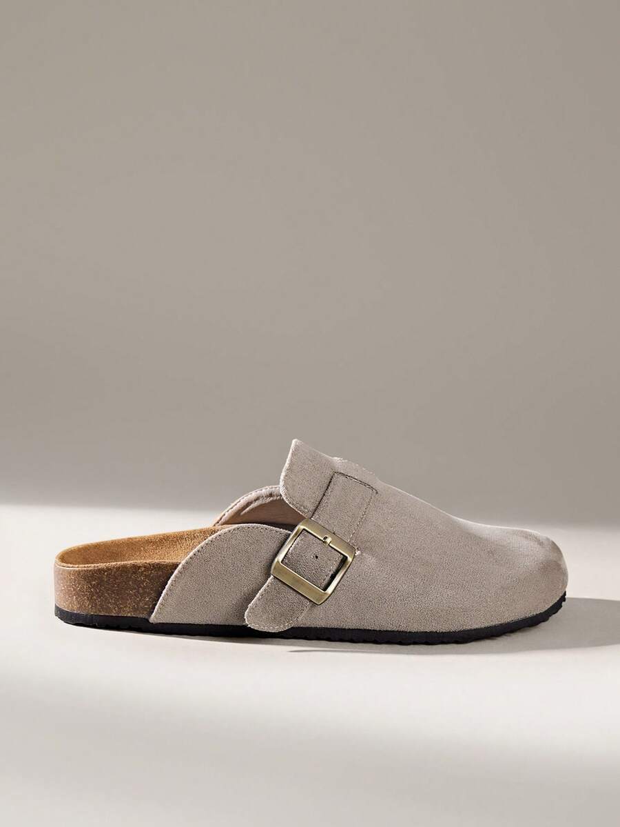 Solecia Zapatos planos casuales y versátiles con diseño de hebilla para mujer - Gris - Ver 1